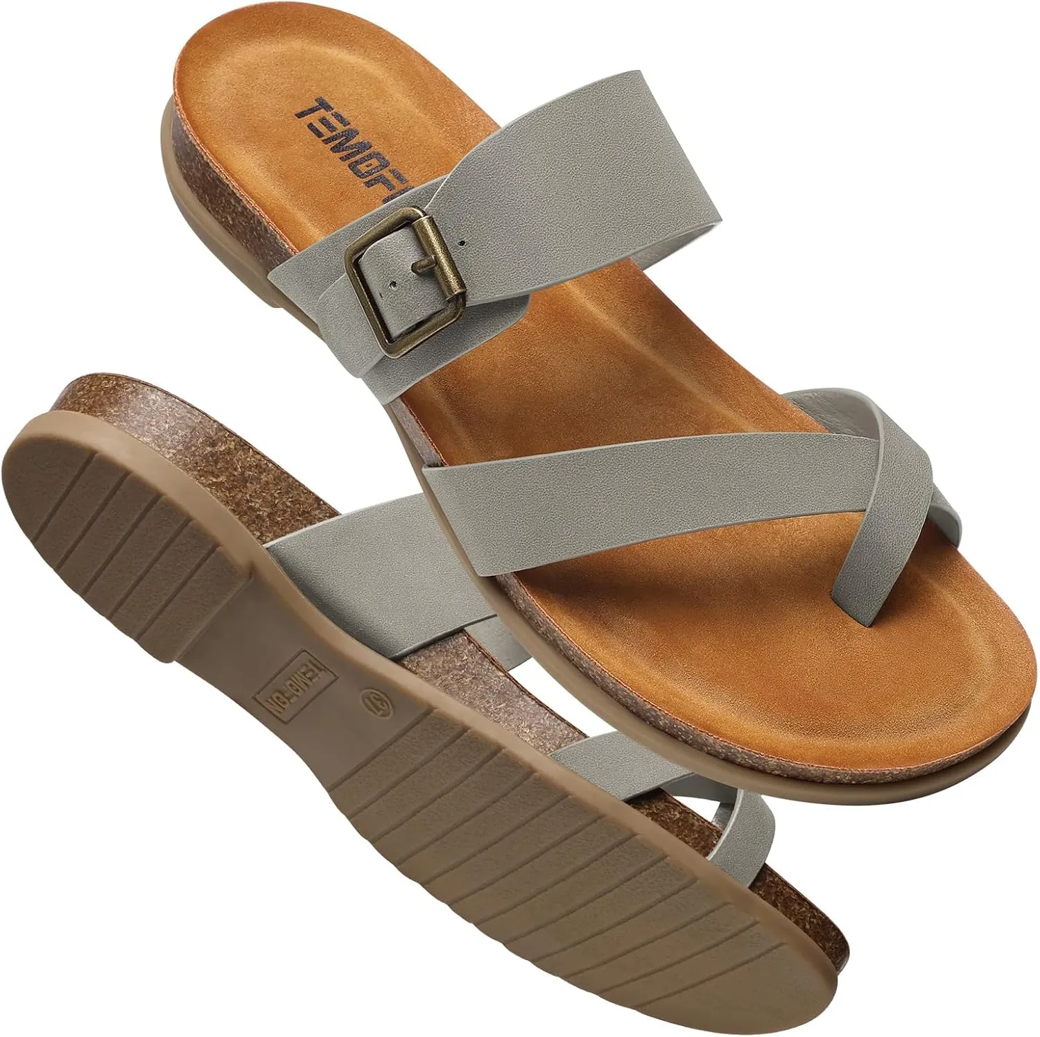 TEMOFON Womens Flat Sandals with Arch Support Adjustable Straps Comfortable Summer Walking Casual Flip Flops Size 5-11