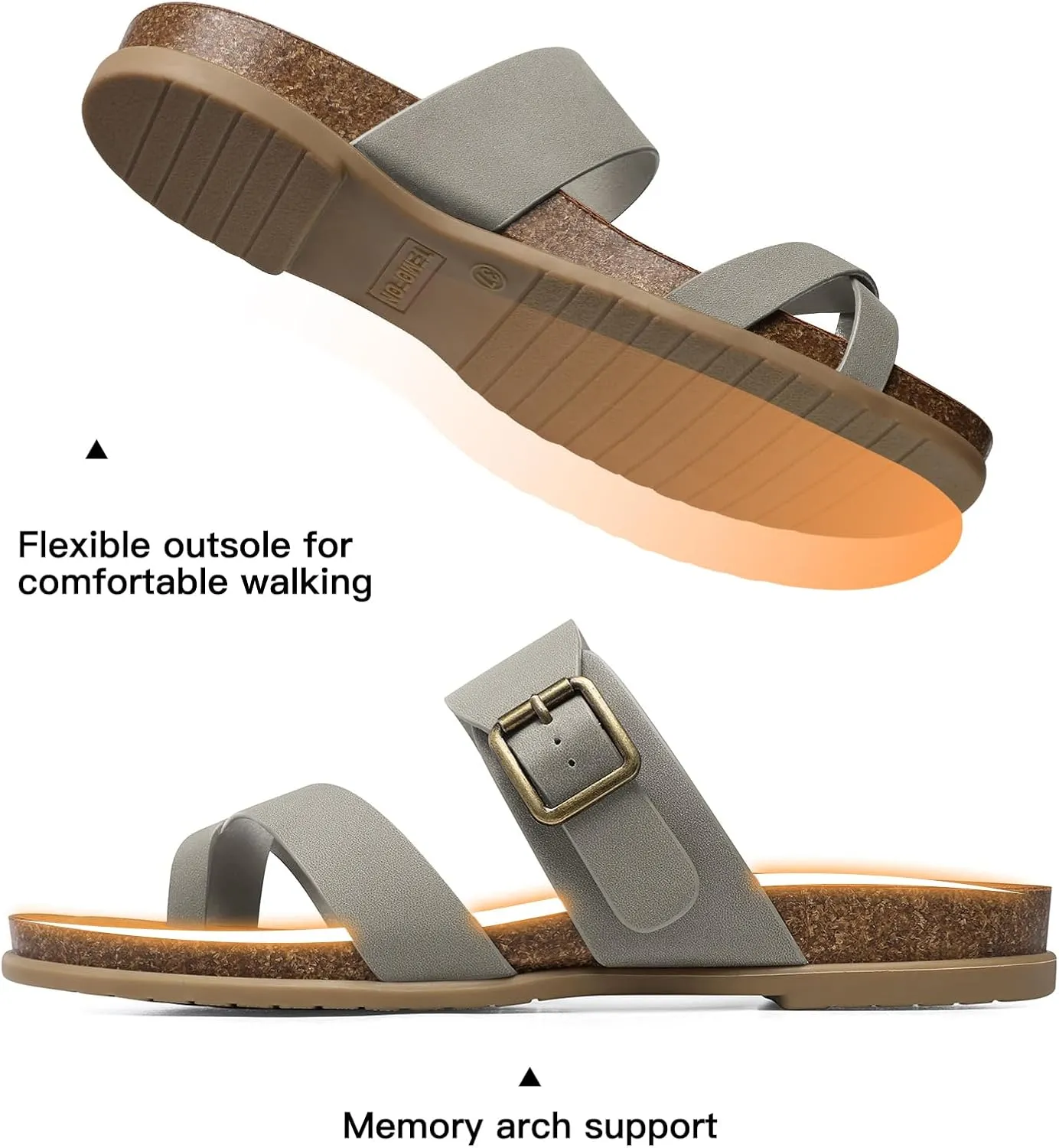 TEMOFON Womens Flat Sandals with Arch Support Adjustable Straps Comfortable Summer Walking Casual Flip Flops Size 5-11