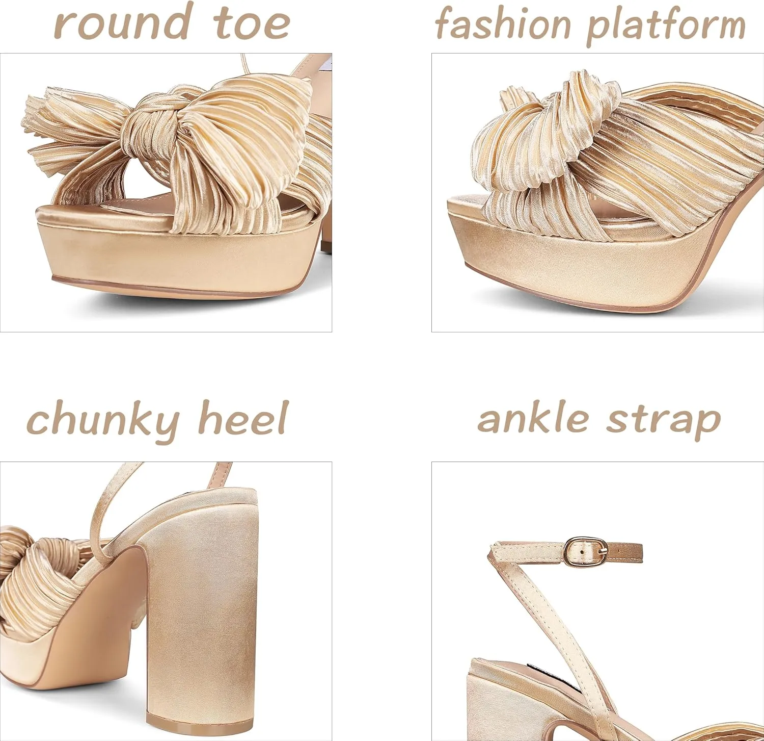 VIMISAOI Womens Heeled Sandals Platform Sandals Women White Sandals Women Dress Sandals for Women Wedding Shoes for Bride
