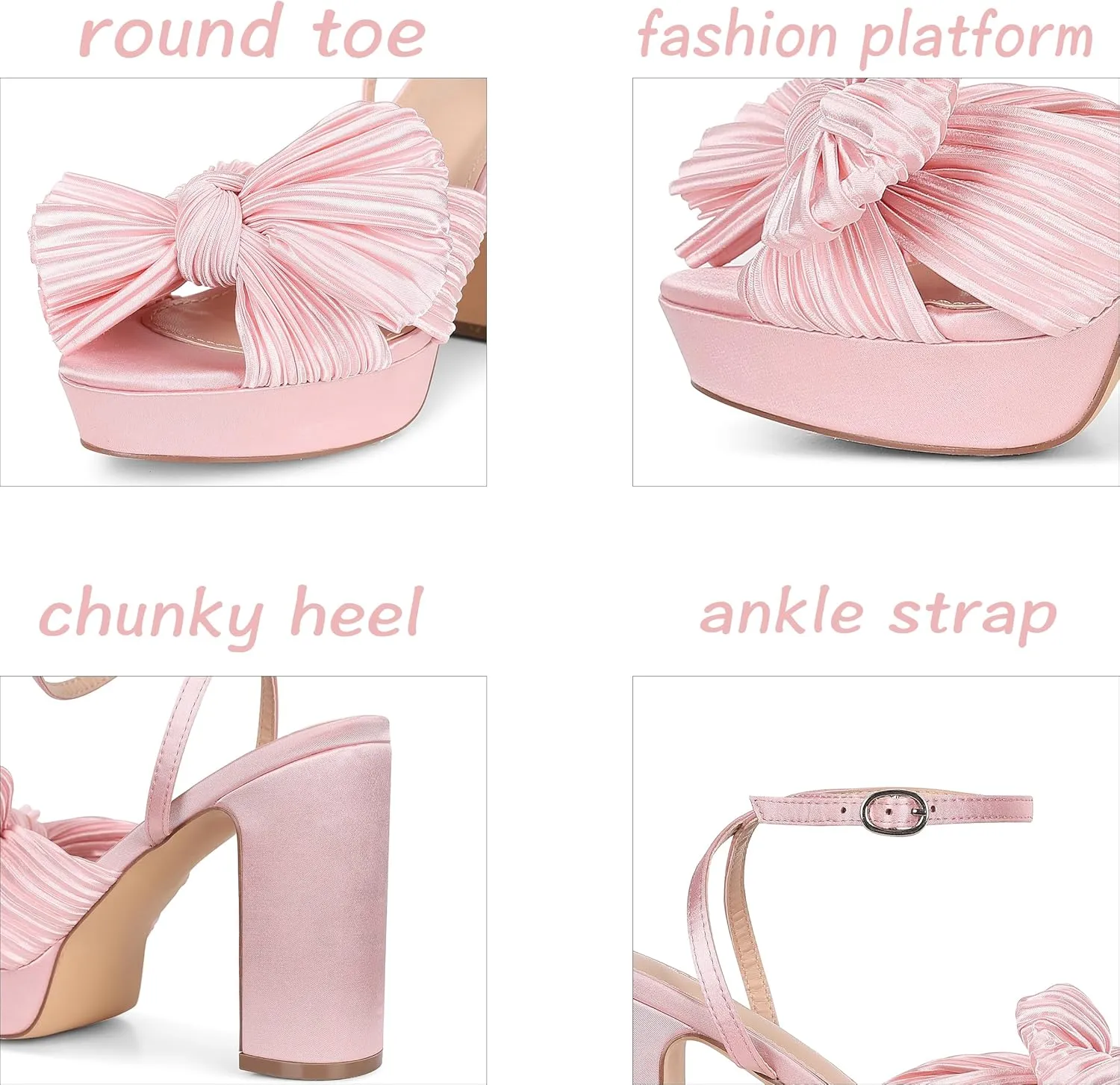 VIMISAOI Womens Heeled Sandals Platform Sandals Women White Sandals Women Dress Sandals for Women Wedding Shoes for Bride