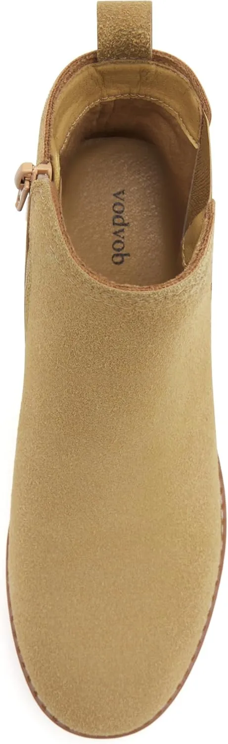 vodvob Women's Ankle Boots Water Repellent Fashion Lug Sole Elastic with Side Zipper Chelsea Boots Slip On Fall Booties
