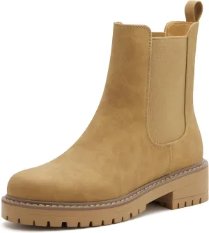 vodvob Women's Chelsea Boots Fashion Slip On Ankle Booties Casual Elastic Chunky Block Booties