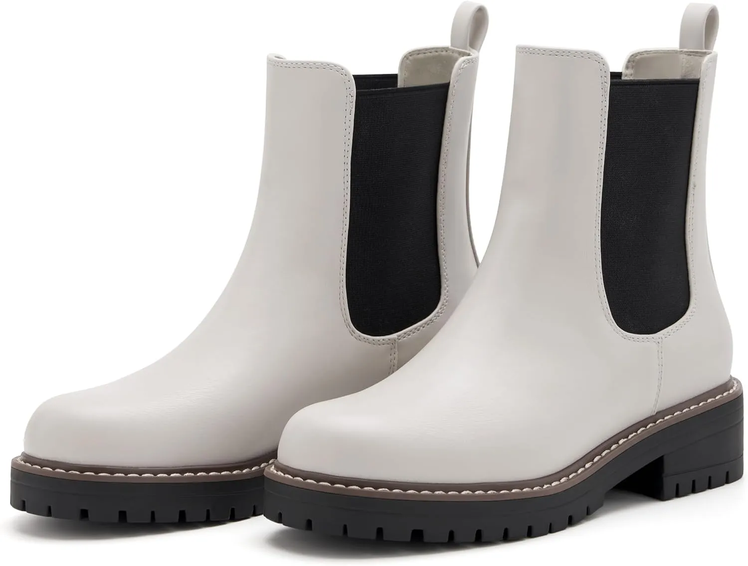 vodvob Women's Chelsea Boots Fashion Slip On Ankle Booties Casual Elastic Chunky Block Booties