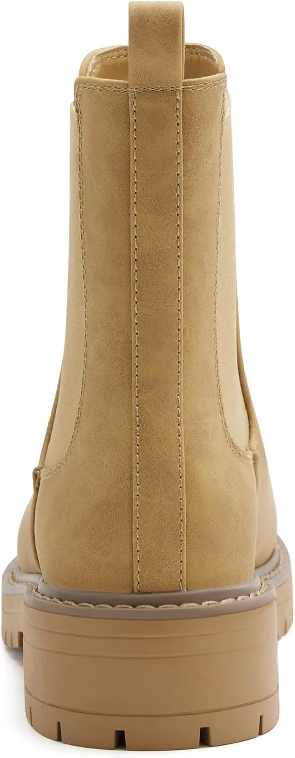 vodvob Women's Chelsea Boots Fashion Slip On Ankle Booties Casual Elastic Chunky Block Booties