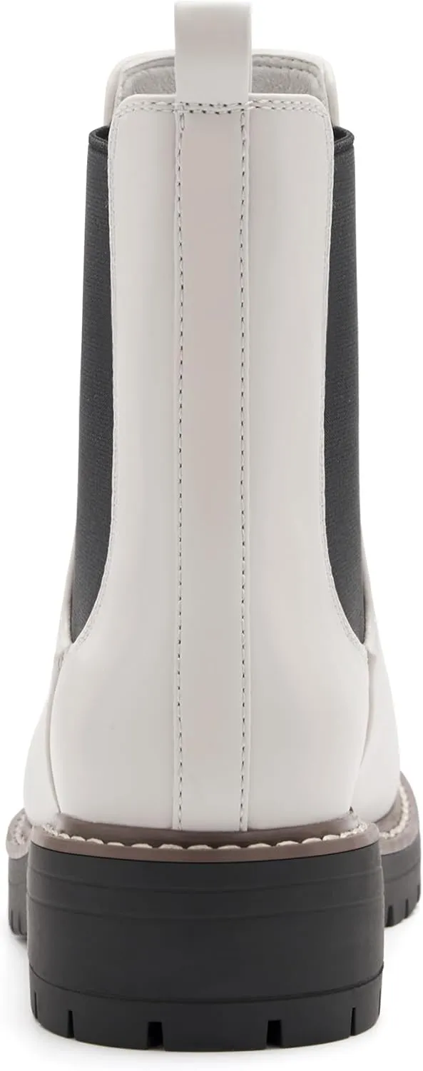vodvob Women's Chelsea Boots Fashion Slip On Ankle Booties Casual Elastic Chunky Block Booties