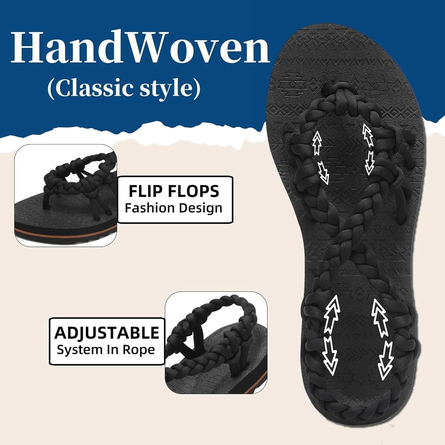 Walking Sandals Women,Arch Support Sandals Women's,Comfortable Flat Sandals with Flip Flops for Beach Travel