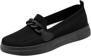 Walking Shoes for Women Flat Loafers Knitted Mesh Breathable Lightweight Walking Loafers Soft Sneakers Sole Casual Daily Shoes