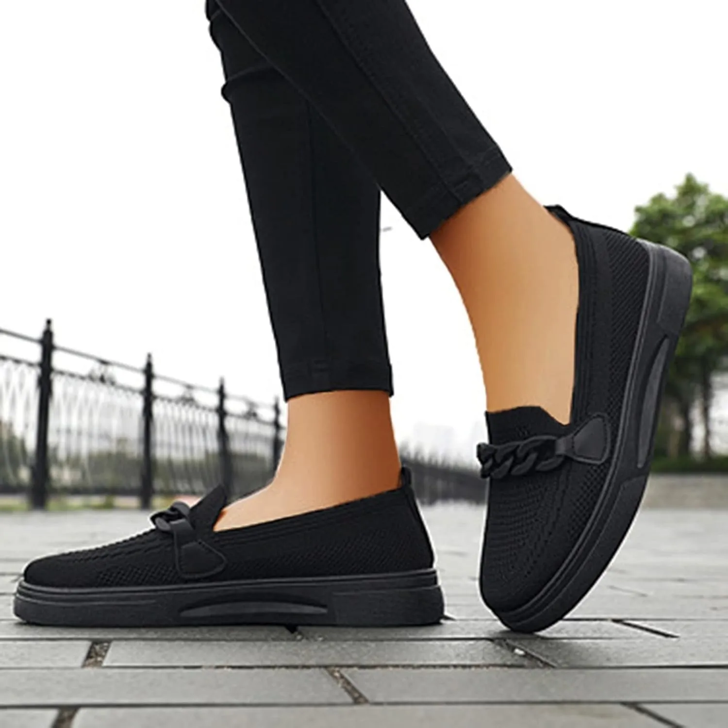 Walking Shoes for Women Flat Loafers Knitted Mesh Breathable Lightweight Walking Loafers Soft Sneakers Sole Casual Daily Shoes