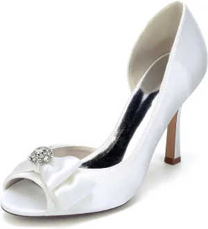 Wedding Bridal Shoes Heels Women Bridal Open Toe Stiletto High Heels Women's Heeled Sandals for Prom, Party, Daily 9.5Cm