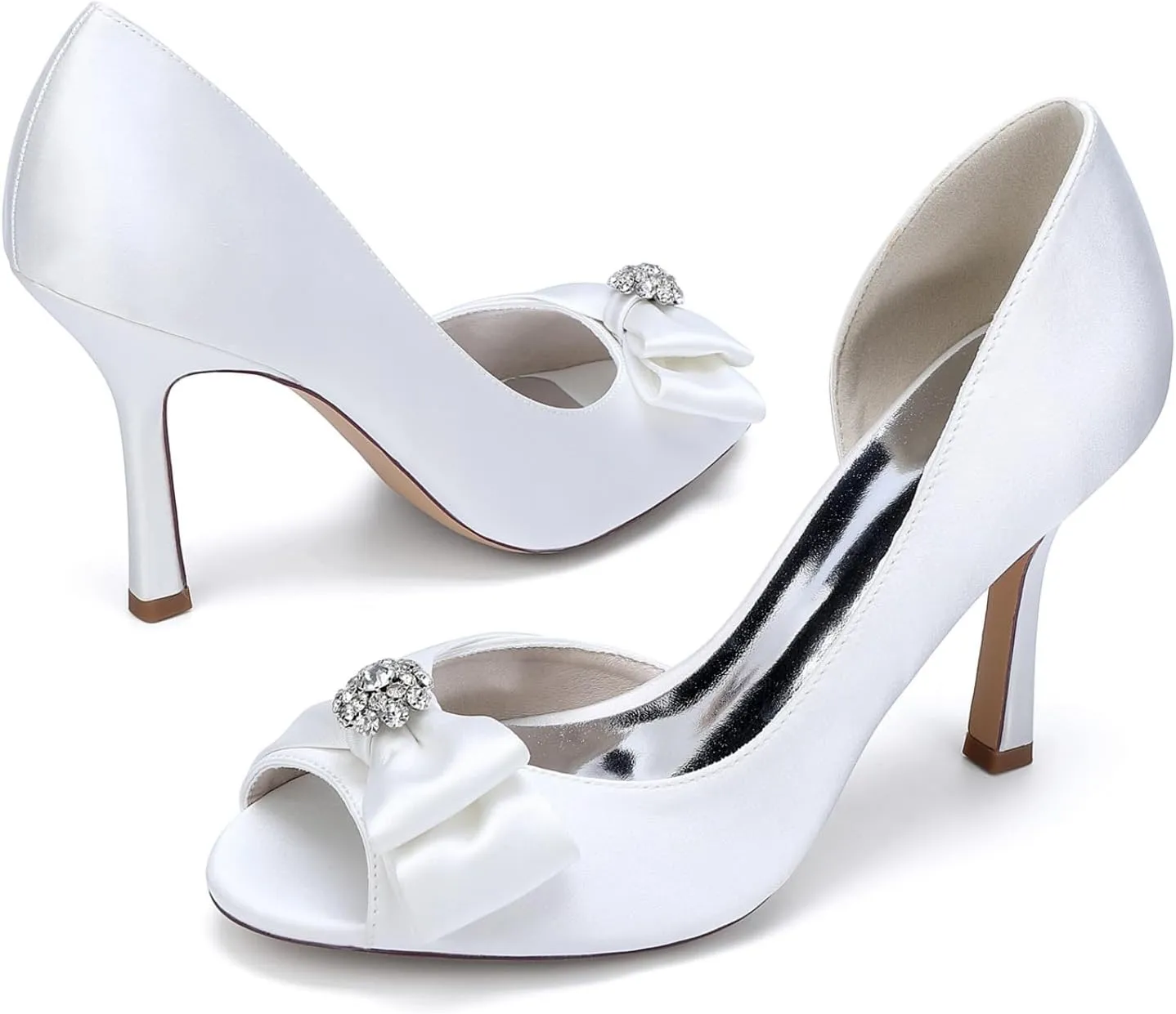 Wedding Bridal Shoes Heels Women Bridal Open Toe Stiletto High Heels Women's Heeled Sandals for Prom, Party, Daily 9.5Cm