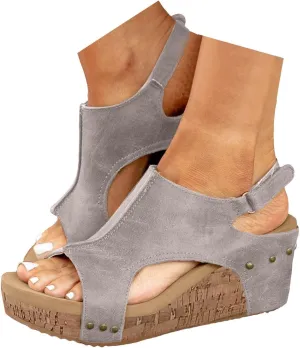 Wedge Sandals for Women Dressy Summer 2025, Women Espadrilles Wedges Ankle Strap Open Toe Sandals Wedge Platform Sandals Ladies Slip on Sandals Casual Low Heels Sandals
