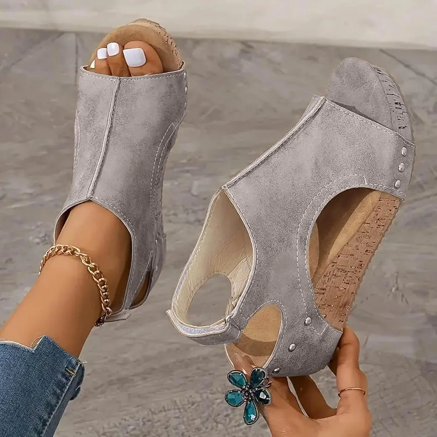 Wedge Sandals for Women Dressy Summer 2025, Women Espadrilles Wedges Ankle Strap Open Toe Sandals Wedge Platform Sandals Ladies Slip on Sandals Casual Low Heels Sandals