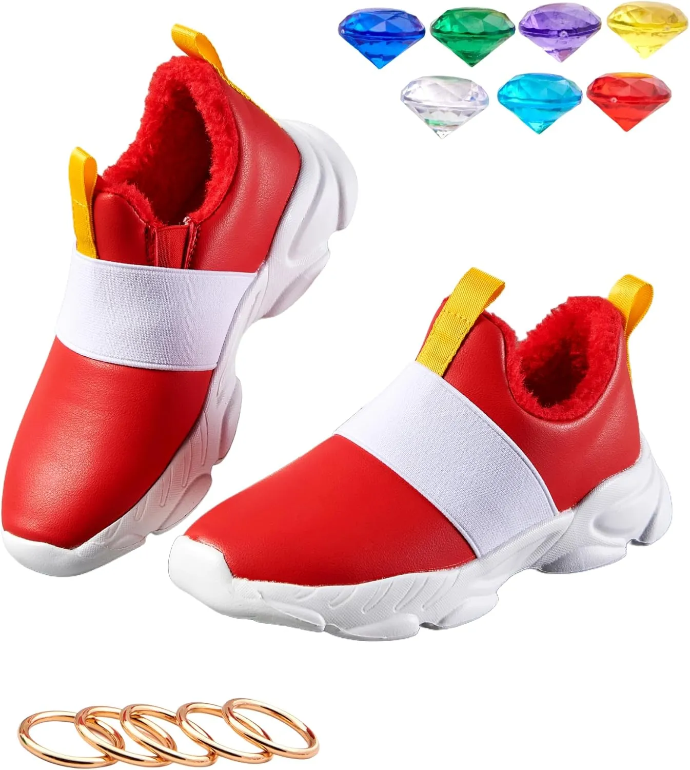 Winter Shoes for Boys Girls Kids Red Color Sneaker with Sonic Birthday Supplies Rings and Gems