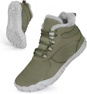 Winter Snow Boots for Women Men Hike Barefoot Shoes Minimalist Winter Snow Boots Zero Drop & Wide Toe Box & Waterproof Fur Lining Snow Booties Warm Hike Shoes