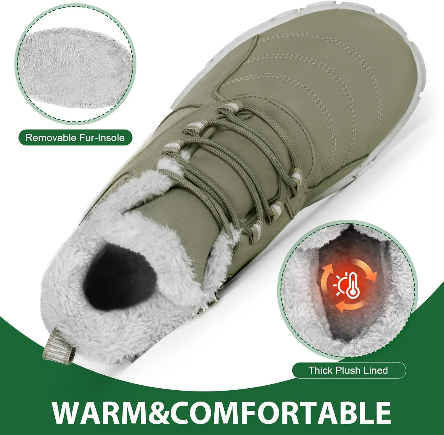 Winter Snow Boots for Women Men Hike Barefoot Shoes Minimalist Winter Snow Boots Zero Drop & Wide Toe Box & Waterproof Fur Lining Snow Booties Warm Hike Shoes