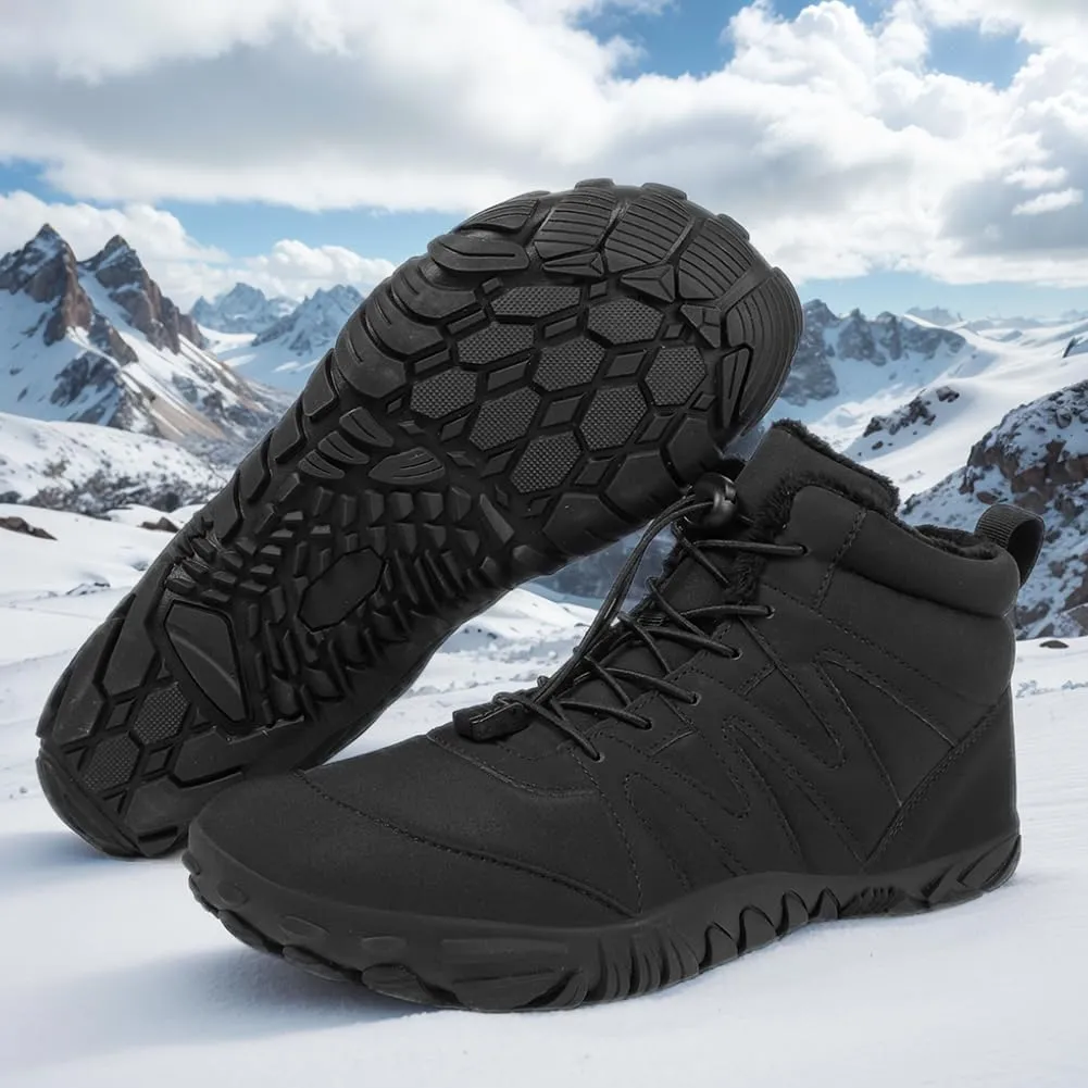 Winter Snow Boots for Women Men Hike Barefoot Shoes Minimalist Winter Snow Boots Zero Drop & Wide Toe Box & Waterproof Fur Lining Snow Booties Warm Hike Shoes