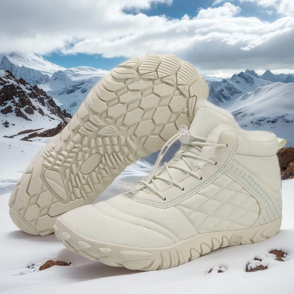 Winter Snow Boots for Women Men Hike Barefoot Shoes Minimalist Winter Snow Boots Zero Drop & Wide Toe Box & Waterproof Fur Lining Snow Booties Warm Hike Shoes