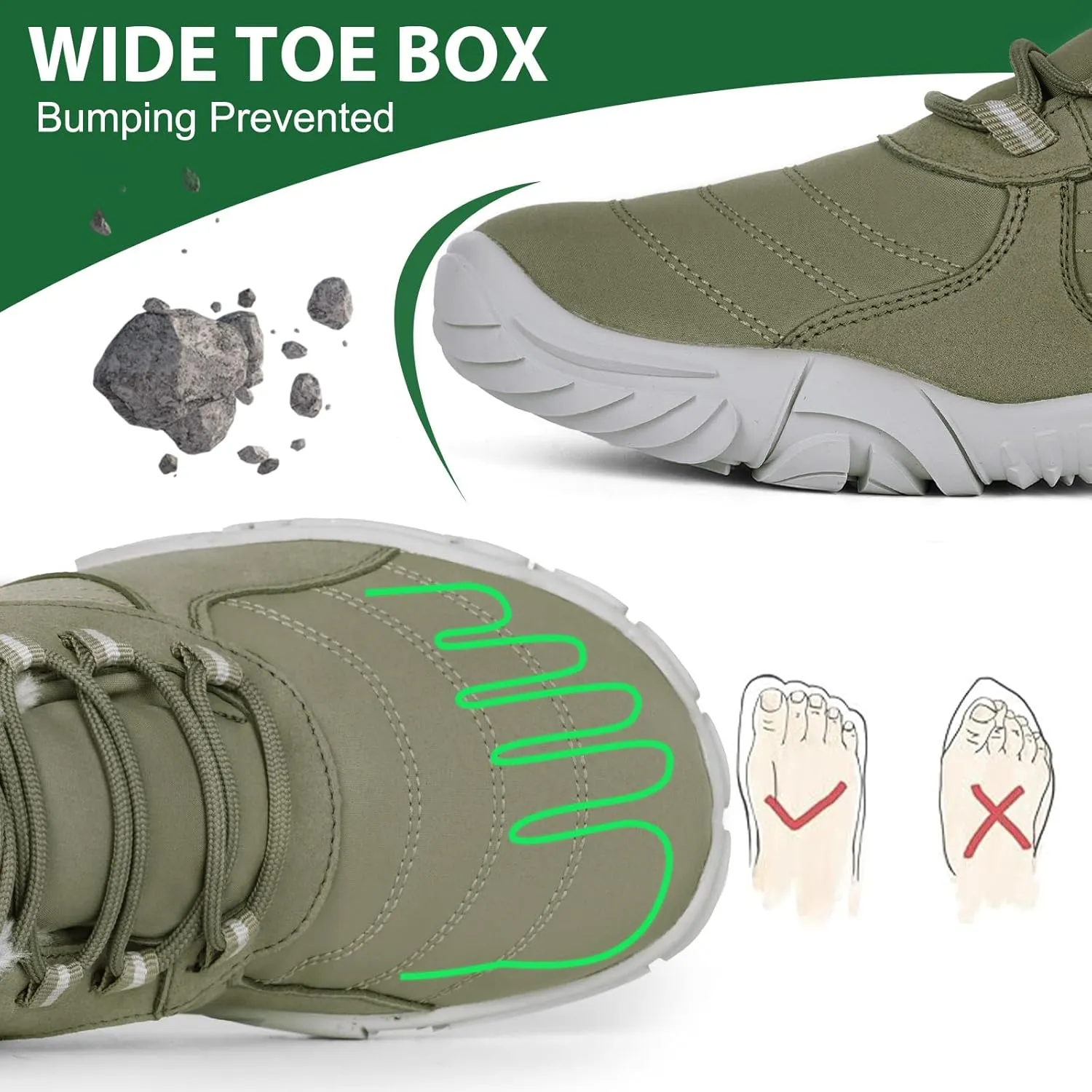 Winter Snow Boots for Women Men Hike Barefoot Shoes Minimalist Winter Snow Boots Zero Drop & Wide Toe Box & Waterproof Fur Lining Snow Booties Warm Hike Shoes