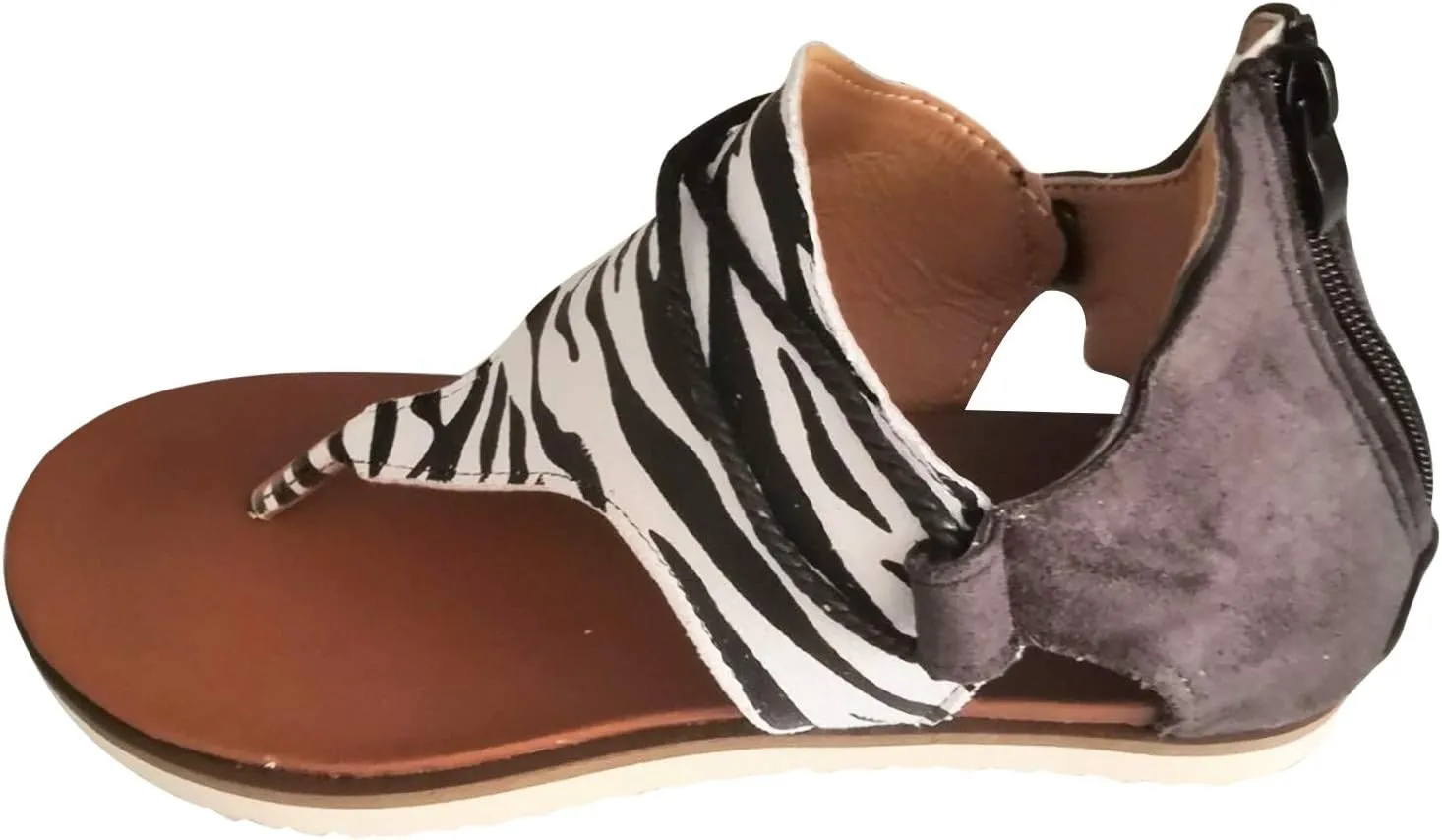 Woman Sandals Flip Flops Falt Flat Sandals for Women Dressy Summer Retro Cover Heel Casual Leopard Gladiator