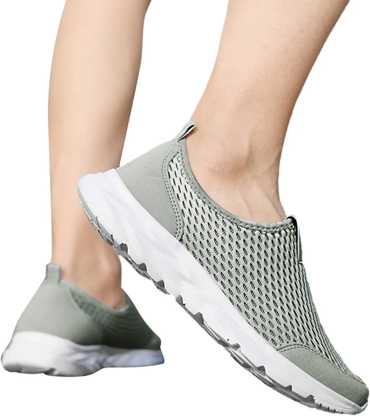 Women Casual Slip On Sneakers Breathable Knit Walking Shoes Lightweight Loafers Non Slip Comfortable Flats
