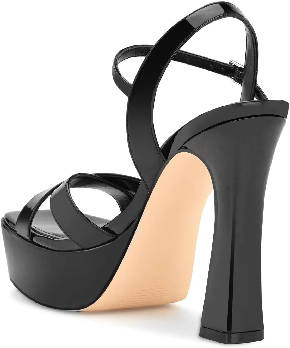 Women High Heel Platform Sandals with Ankle Strap Open Toe Spool Chunky Heels Prom Party Dress with Buckle
