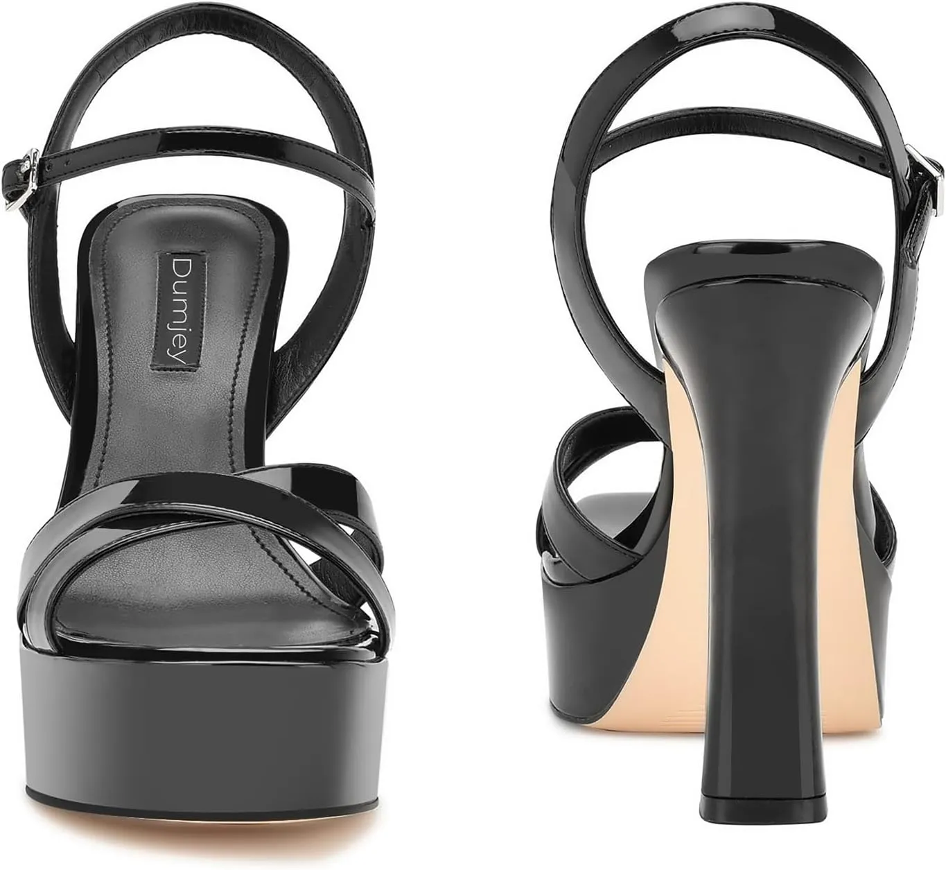 Women High Heel Platform Sandals with Ankle Strap Open Toe Spool Chunky Heels Prom Party Dress with Buckle
