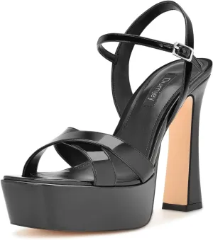 Women High Heel Platform Sandals with Ankle Strap Open Toe Spool Chunky Heels Prom Party Dress with Buckle
