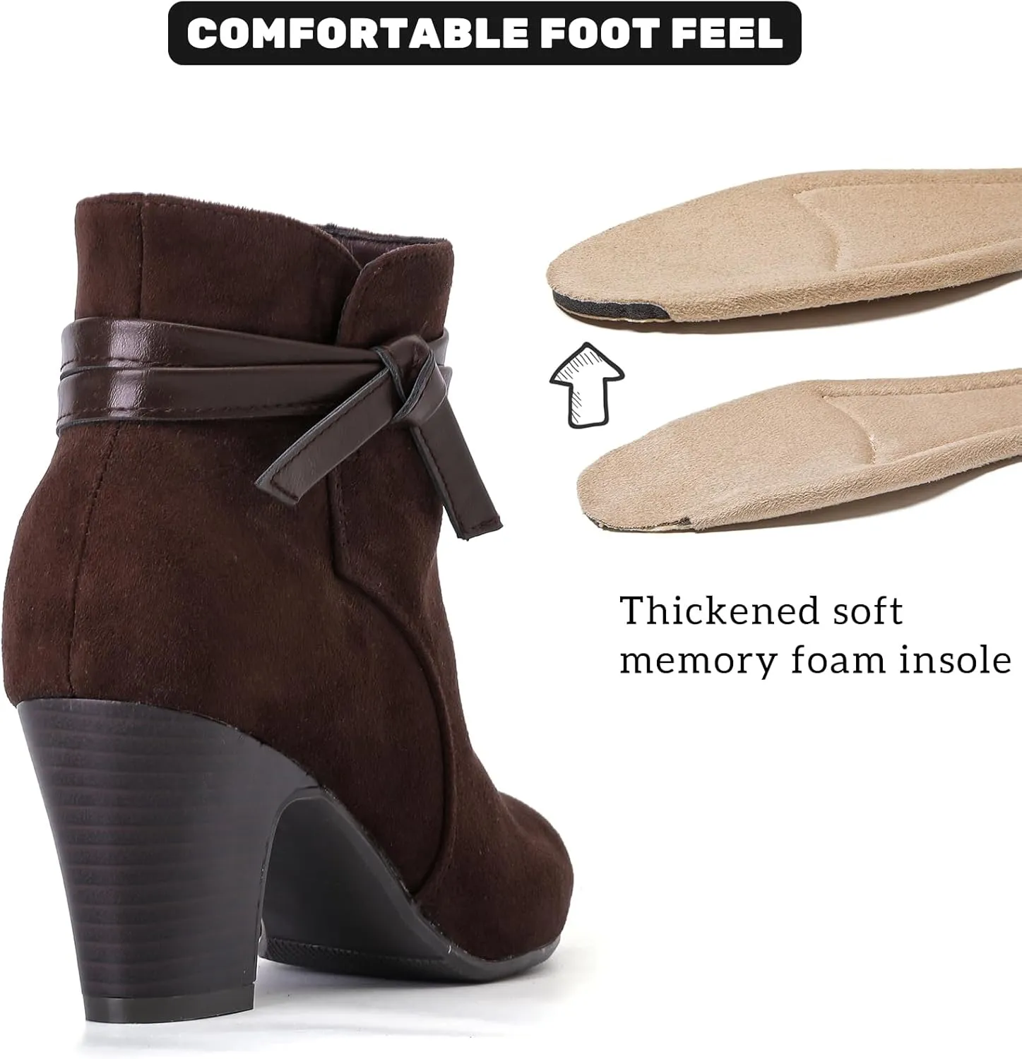 Women's Ankle Boots Casual Fashion Ladies Booties Comfortable Low Mid Chunky Heel Round Closed Toe for Winter Fall Women.