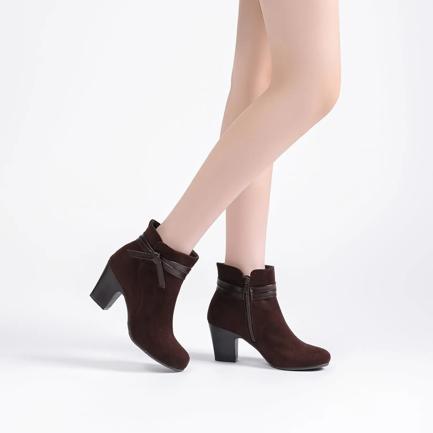 Women's Ankle Boots Casual Fashion Ladies Booties Comfortable Low Mid Chunky Heel Round Closed Toe for Winter Fall Women.
