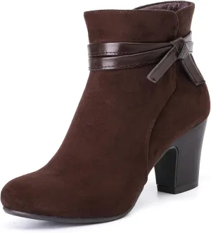 Women's Ankle Boots Casual Fashion Ladies Booties Comfortable Low Mid Chunky Heel Round Closed Toe for Winter Fall Women.