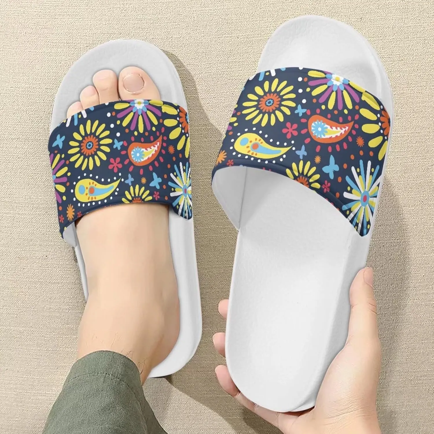 Women's Casual Slide Sandals,Non-Slip Open Toe Womens Slide Sandals for Bathroom,Indoor Home,Pool,Beach