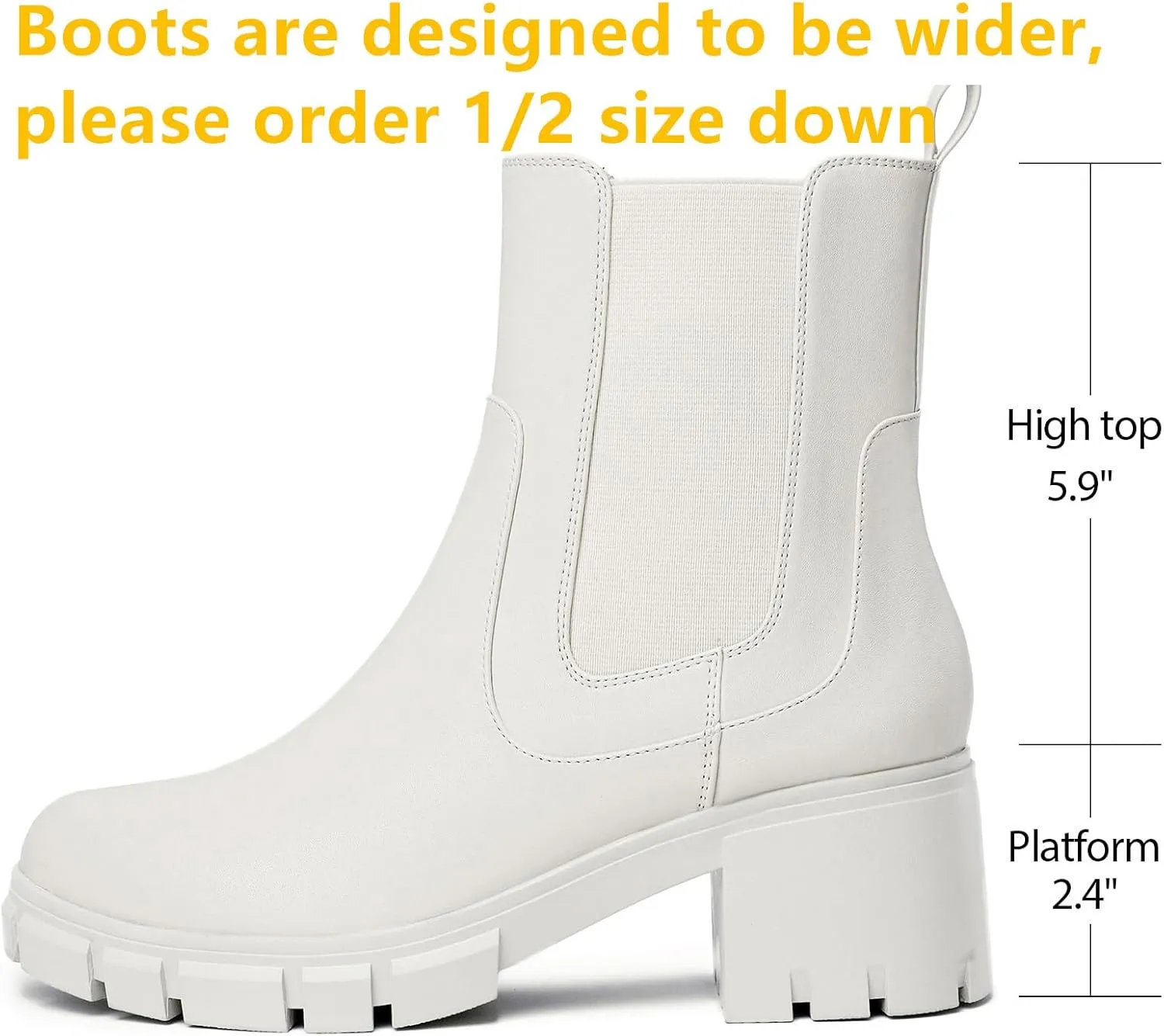 Women's Chelsea Boots Lug Sole Chunky Heel Slip on Ankle Booties