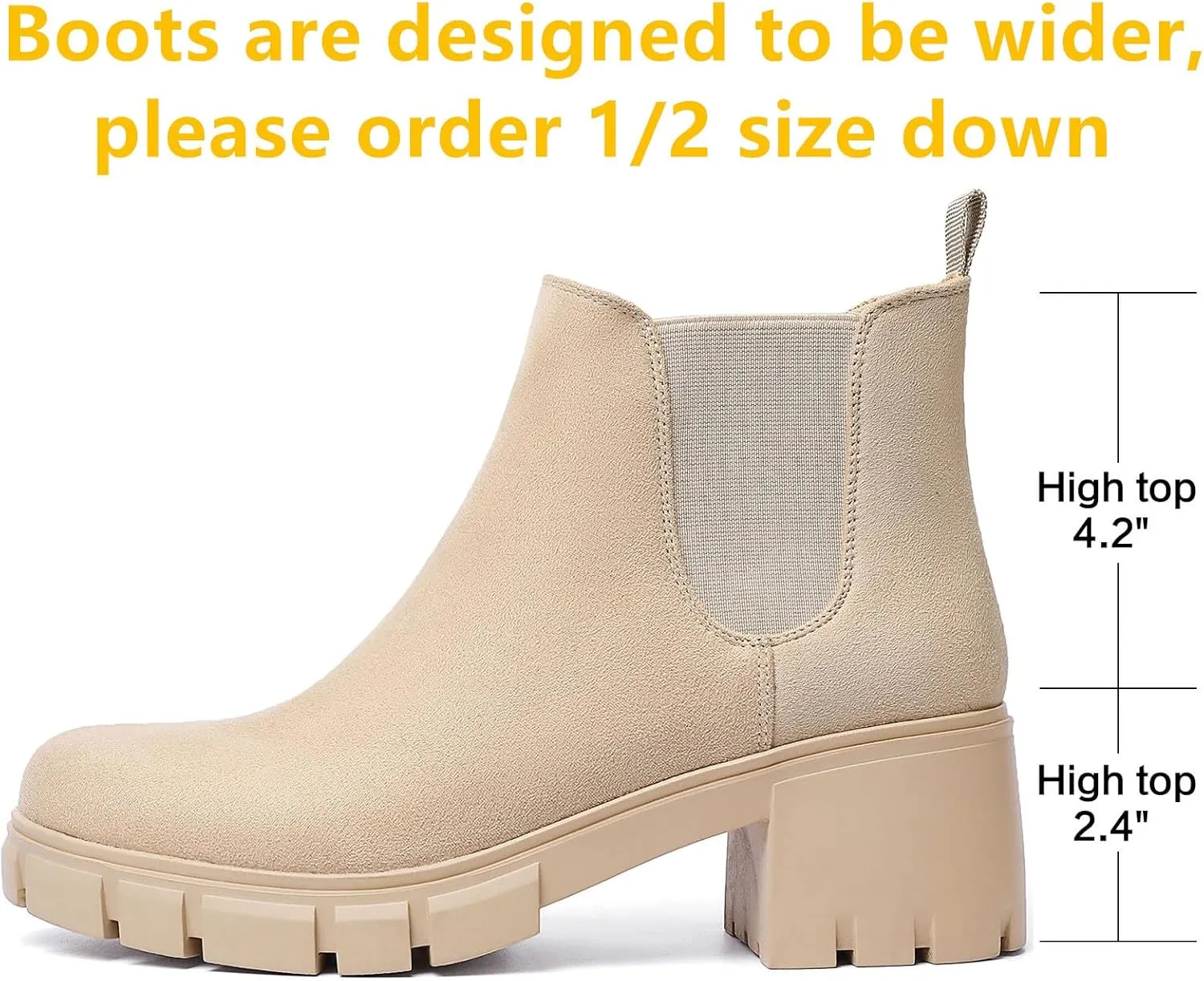 Women's Chelsea Boots Lug Sole Chunky Heel Slip on Ankle Booties