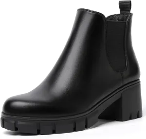 Women's Chelsea Boots Lug Sole Chunky Heel Slip on Ankle Booties