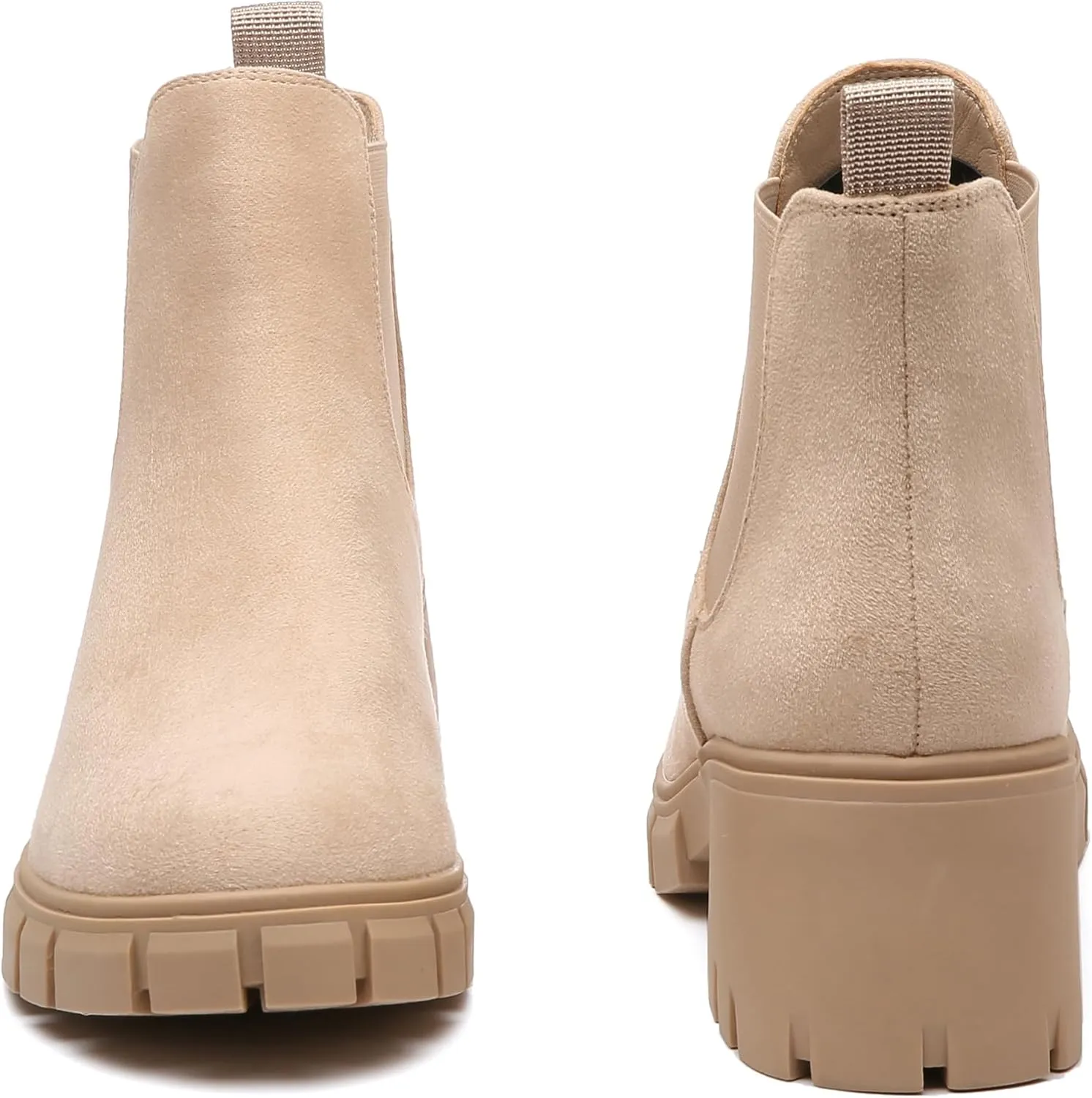Women's Chelsea Boots Lug Sole Chunky Heel Slip on Ankle Booties