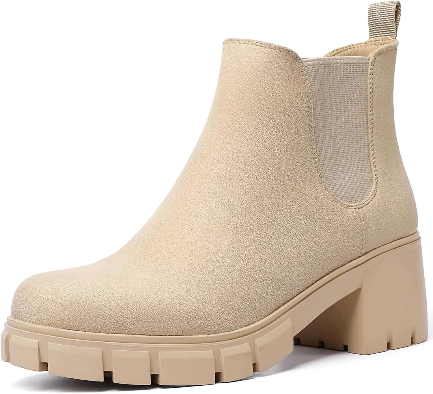 Women's Chelsea Boots Lug Sole Chunky Heel Slip on Ankle Booties