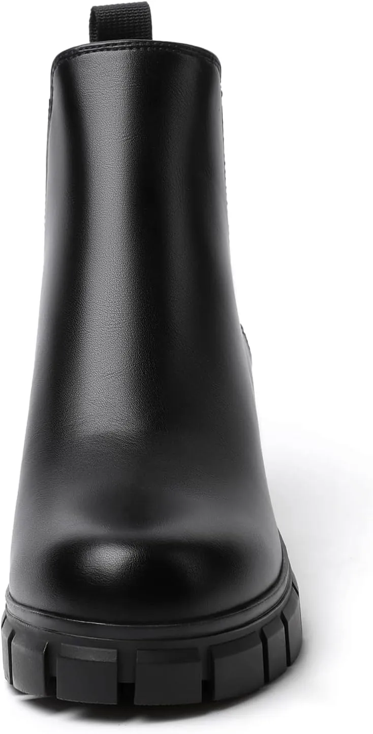 Women's Chelsea Boots Lug Sole Chunky Heel Slip on Ankle Booties