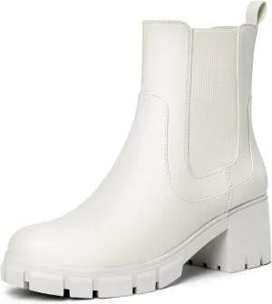 Women's Chelsea Boots Lug Sole Chunky Heel Slip on Ankle Booties