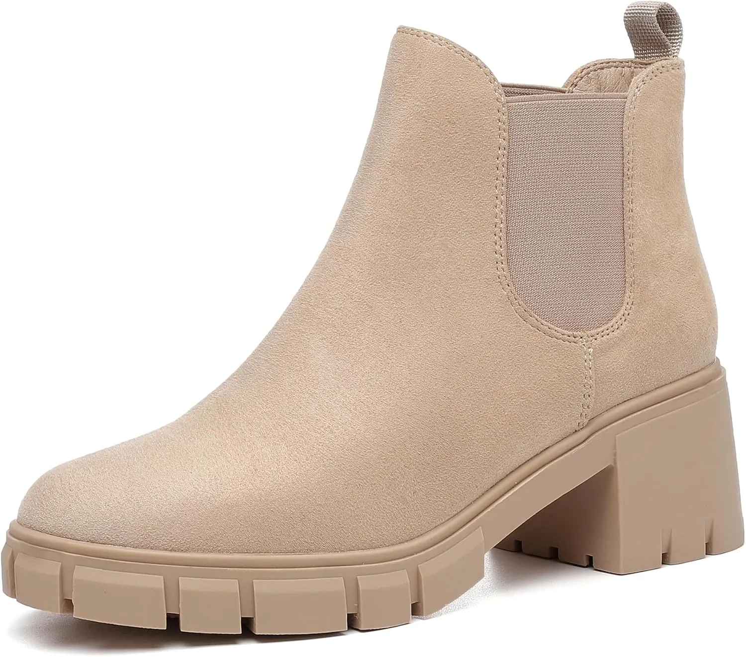 Women's Chelsea Boots Lug Sole Chunky Heel Slip on Ankle Booties