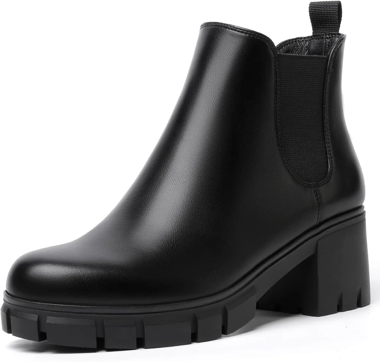 Women's Chelsea Boots Lug Sole Chunky Heel Slip on Ankle Booties
