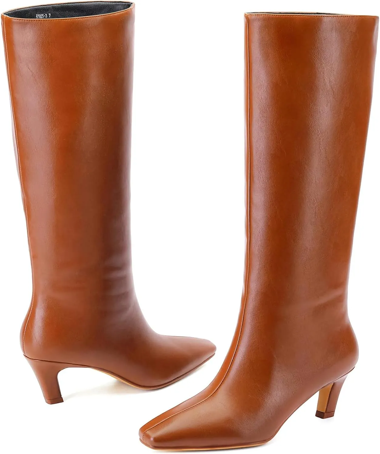 Women's Crocodile Knee Boots Square Toe Kitten Heel Slip On Wide Leg Boots Summer Breathable Suitable For Party Date Work