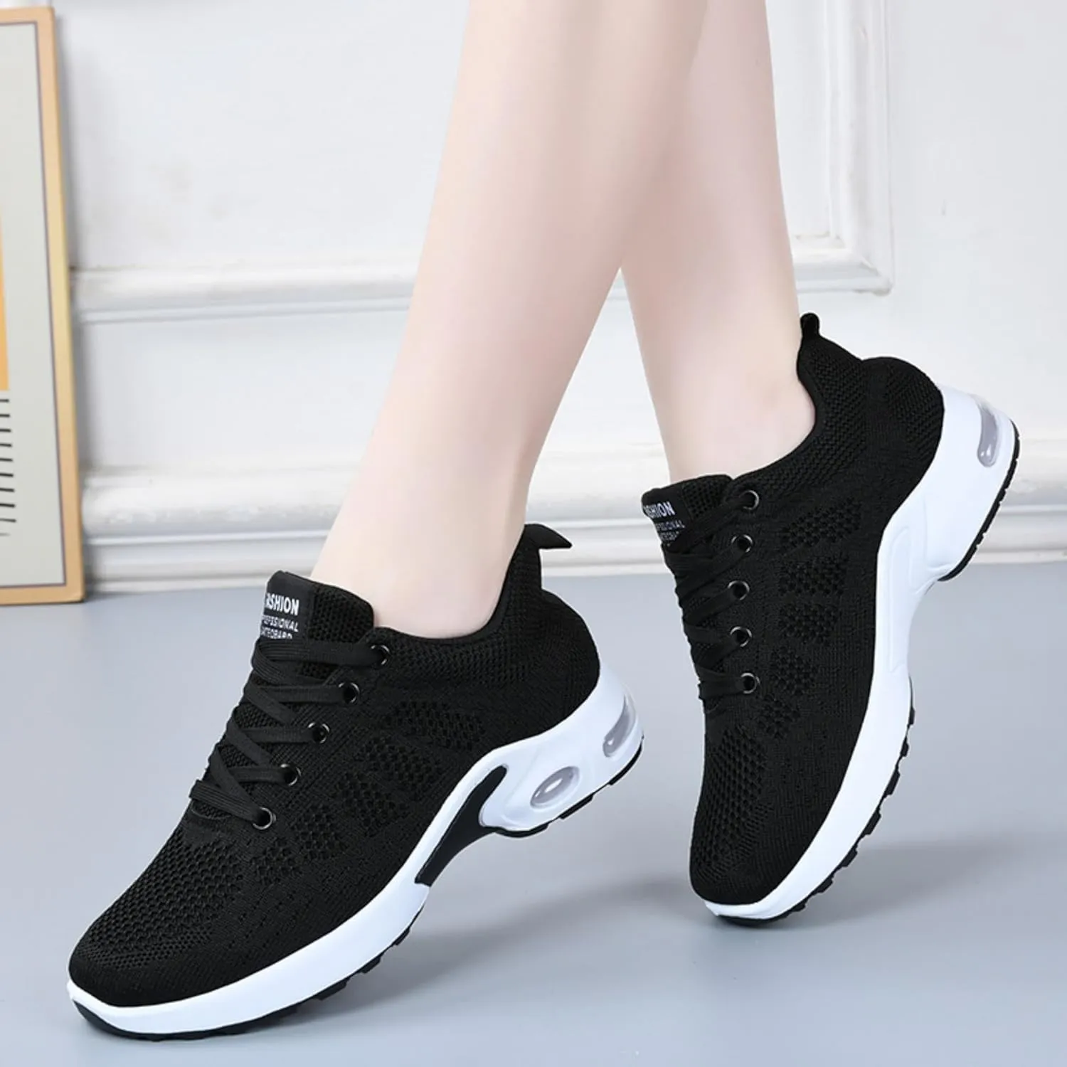 Women's Cushion Sneakers-Breathable, Non-Slip Walking Shoes with Shock-Absorbing Comfort,Lightweight Shock for Outdoor