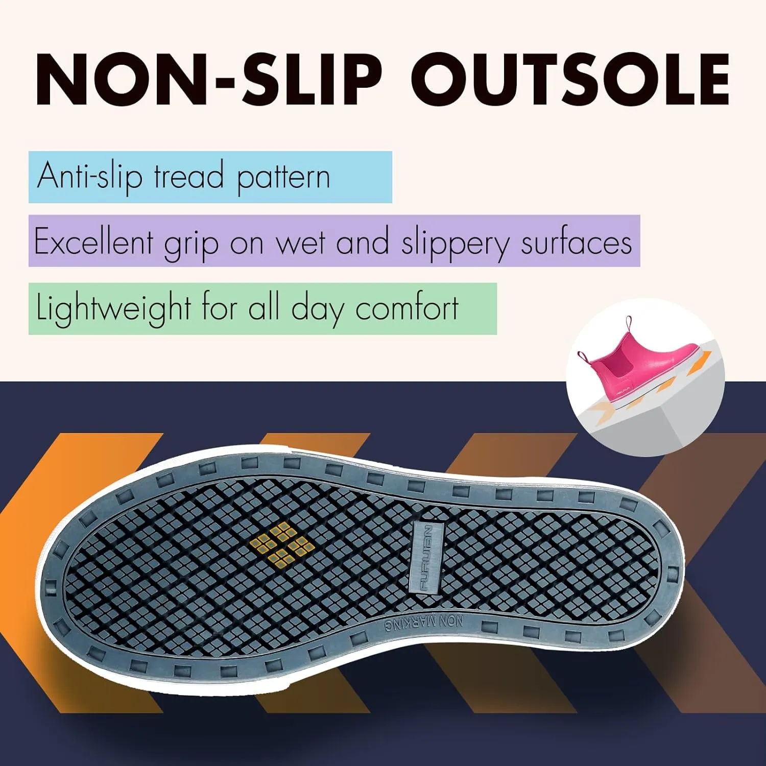Women's Deck Boots Ankle Rain Boots Fishing Boots Rubber Waterproof Slip-Resistant Outdoor Work Shoes