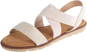 Women's Elastic Flat Sandals - Comfort Open Toe Elastic ankle strap Slip on Casual Walking Summer Shoes