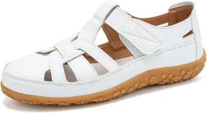Women's Genuine Leather Soft Bottom Fisherman Sandals Comfort Lightweight Non Slip Summer Cutout Roman Sandals for Outdoor Beach Daily