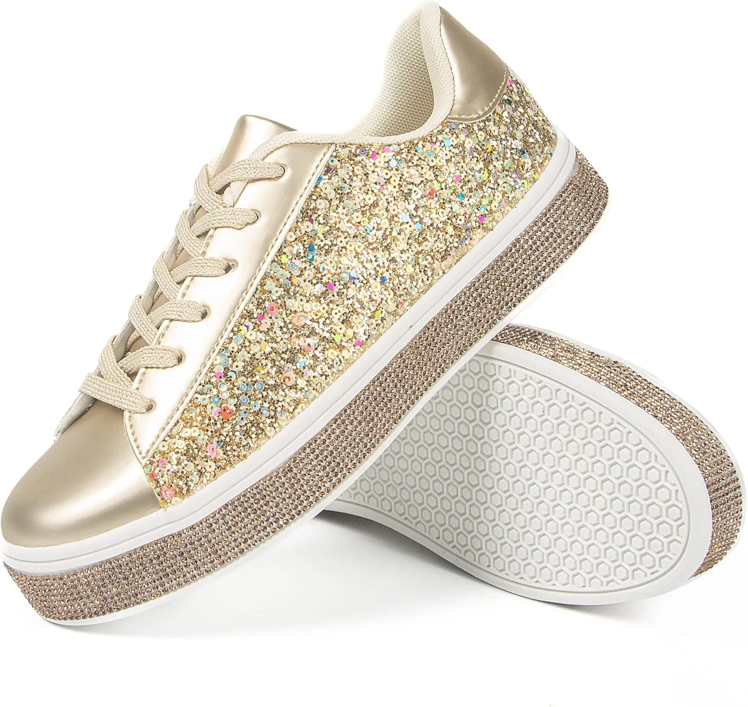 Womens Glitter Wedding Sneakers Neon Dressy Sequin Sparkly Sneakers Rhinestone Bling Bridal Shoes Shiny Tennis Shoes