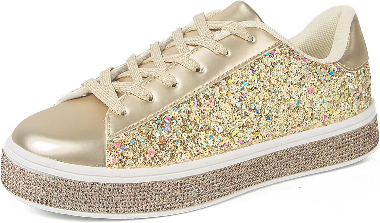 Womens Glitter Wedding Sneakers Neon Dressy Sequin Sparkly Sneakers Rhinestone Bling Bridal Shoes Shiny Tennis Shoes