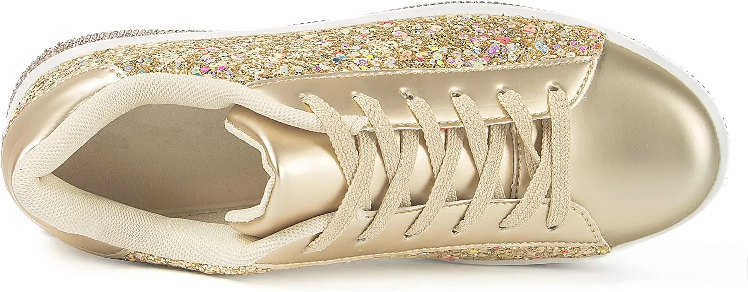Womens Glitter Wedding Sneakers Neon Dressy Sequin Sparkly Sneakers Rhinestone Bling Bridal Shoes Shiny Tennis Shoes