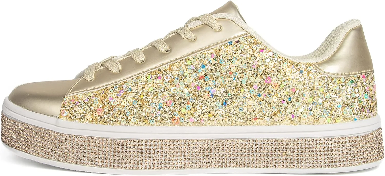 Womens Glitter Wedding Sneakers Neon Dressy Sequin Sparkly Sneakers Rhinestone Bling Bridal Shoes Shiny Tennis Shoes