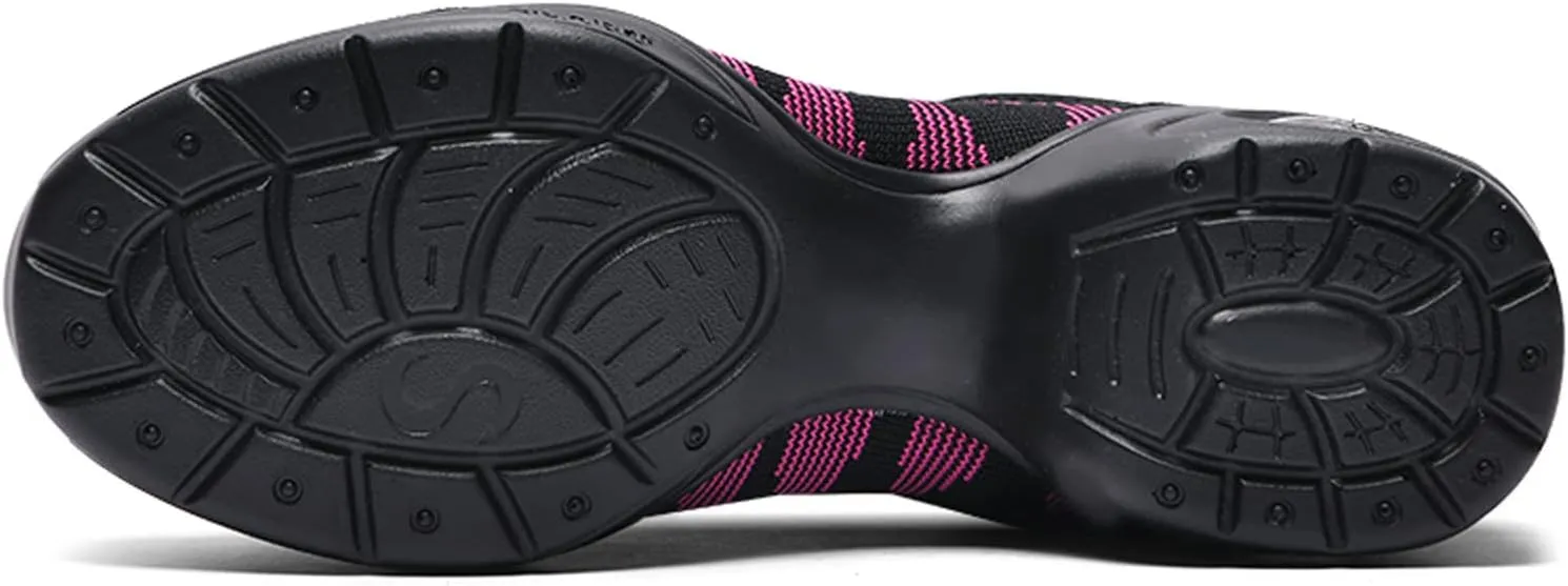 Women's Jazz Shoes Lace-up Sneakers - Breathable Air Cushion Lady Split Sole Athletic Walking Dance Shoes Platform